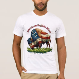 Majestic American Bison Illustrated Flagga T Shirt