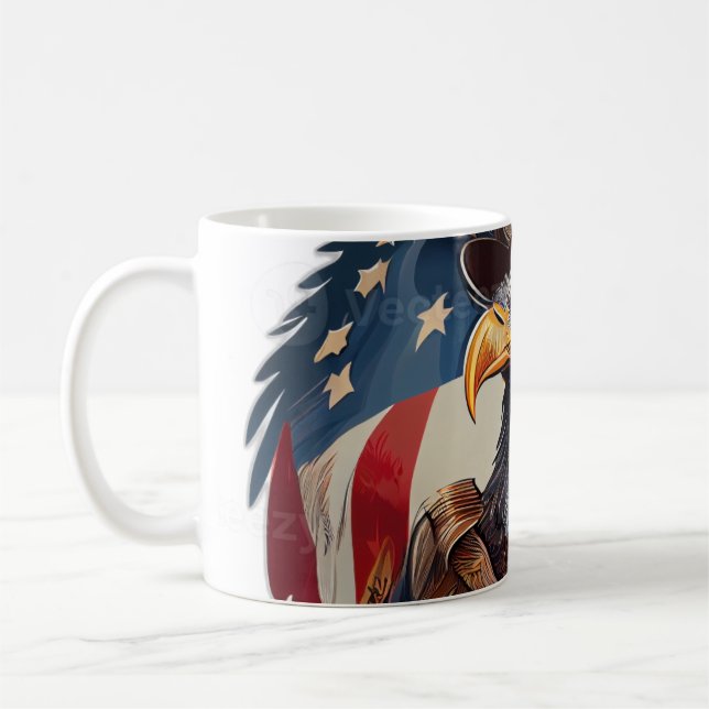 Majestic American Eagle - Patriotic Wildlife Art Kaffemugg (Vänster)