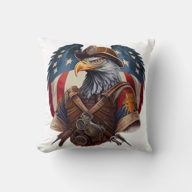Majestic American Eagle - Patriotic Wildlife Art Kudde (Framsida)