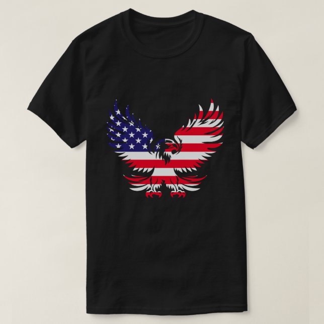 Majestic American Flagga Eagle Silhouette T Shirt (Design framsida)