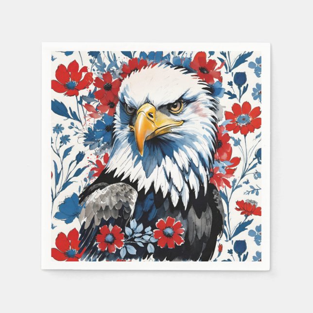 Majestic American Örn Blommigt Pappersservett (Framsidan)