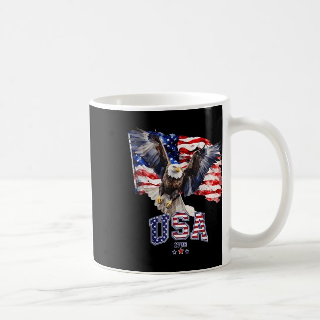 Majestic American Örn med USA flagga 4:e Kaffemugg (Höger)