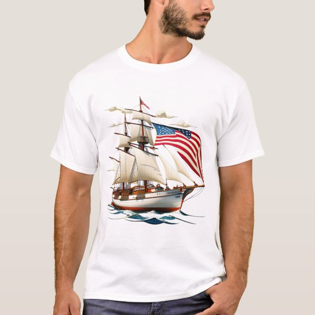 Majestic American Sailing Frakt T Shirt (Framsida)