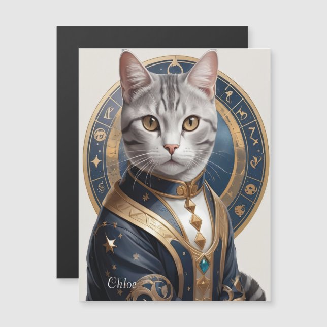 Majestic American Shorthair Cat in Blue and Guld (Fram/baksida)