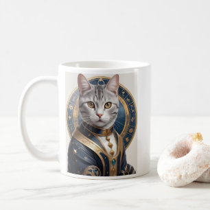 Majestic American Shorthair Cat in Blue and Guld Kaffemugg