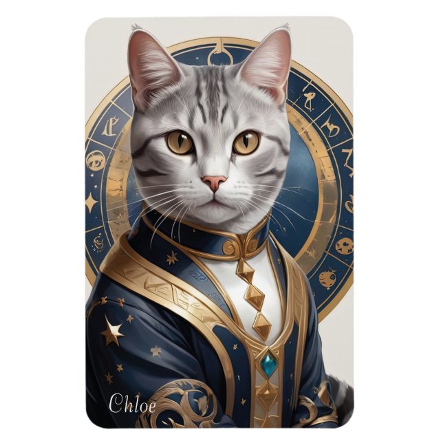Majestic American Shorthair Cat in Blue and Guld Magnet (Vertikal)