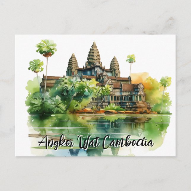 Majestic Angkor Wat Amidst Lush Serenity Vykort (Framsida)