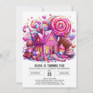 Majestic Anpassningsbar Candyland Digital Birthday Inbjudningar