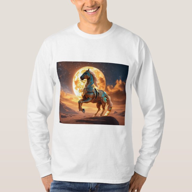 Majestic Arabian Horse T-Shirt: Desert Springa T Shirt (Framsida)