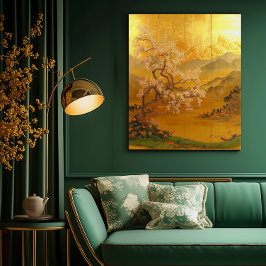 Majestic Asian-Inspired Golden Dawn Canvastryck