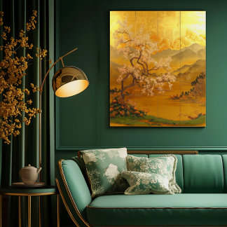 Majestic Asian-Inspired Golden Dawn Canvastryck