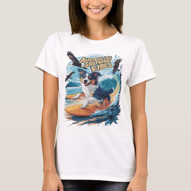 Majestic Australian shepherd Hund Surfing the Vape T Shirt (Framsida)
