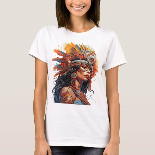 Majestic Aztec Queen T Shirt (Framsida)