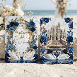 Majestic Baroque Arch & Fairytale Swan Wedding Inbjudningar