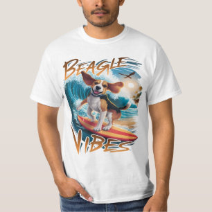 Majestic Beagle Hund Surfing the Giant Vågar T Shirt