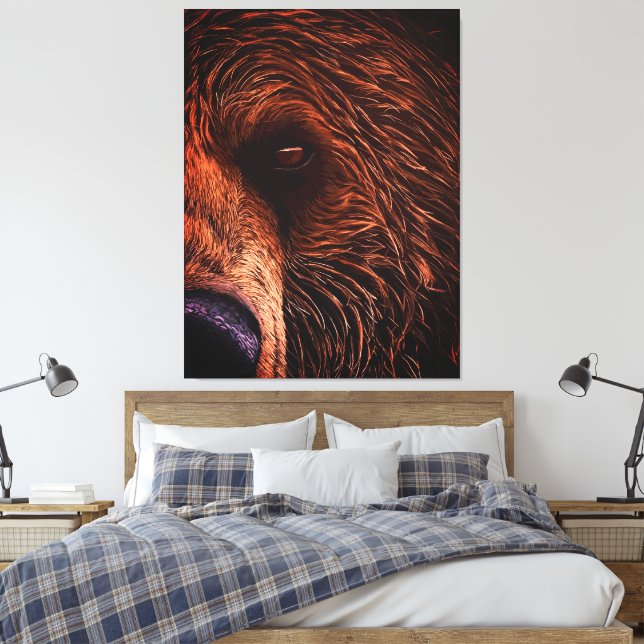 Majestic Bear Portrait Art – Close-Up Wild Animal Canvastryck (Insitu (sovrum))