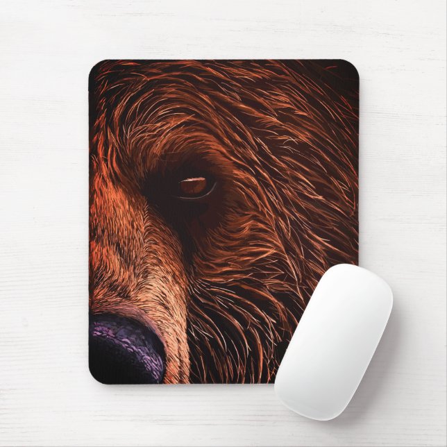 Majestic Bear Portrait Art – Close-Up Wild Animal Musmatta (Med mus)