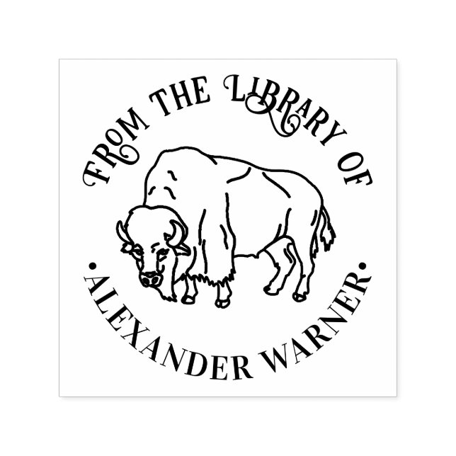 Majestic Bison Buffalo #5 Bibliotek Bok Namn Självfärgande Stämpel (Design)