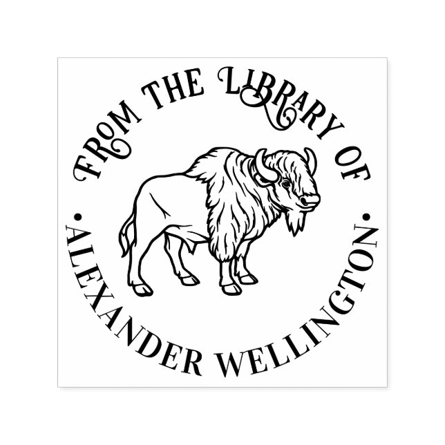 Majestic Bison Buffalo #6 Bibliotek Bok Namn Självfärgande Stämpel (Design)