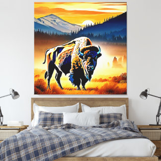 Majestic Bison Sunset Canvastryck