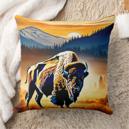 Majestic Bison Sunset Kudde