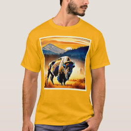 Majestic Bison Sunset T Shirt