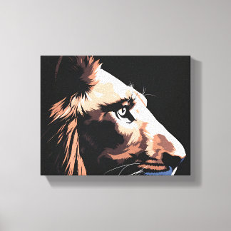 Majestic Black Lejon | Högkvalitativ estetisk Mörk Canvastryck