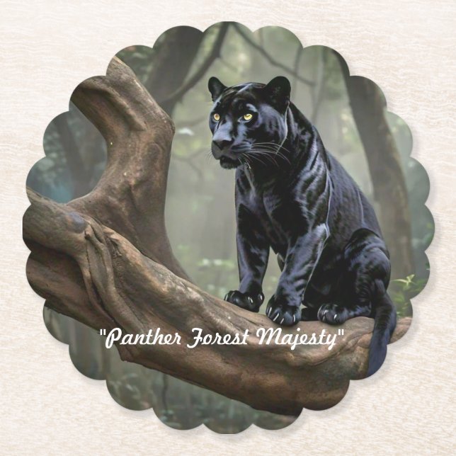"Majestic Black Panther in Forest" Underlägg Papper (Framsida)