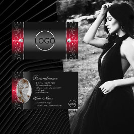 Majestic Black Red Squiggled Jewels Logotyp och Ph Visitkort