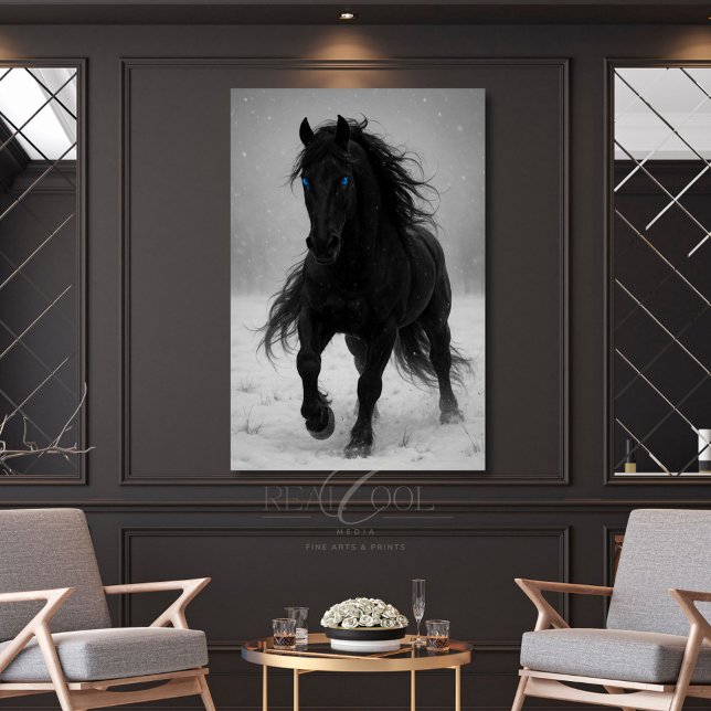 Majestic Black Stallion in Dreamy Winter Ligcape Poster (Skapare uppladdad)