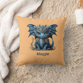 Majestic Blue Baby Dragon Kinesisk nyår 2024 Kudde