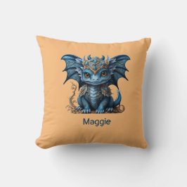 Majestic Blue Baby Dragon Kinesisk nyår 2024 Kudde