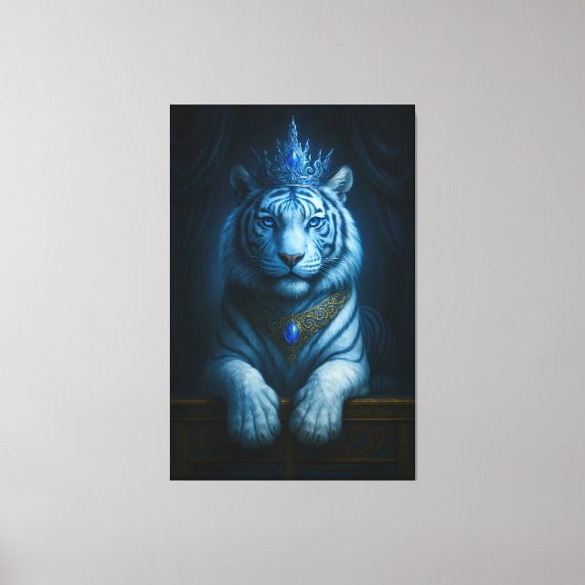 Majestic Blue Crown Royal Tiger – Luxury Fine Art  Canvastryck (Framsida)