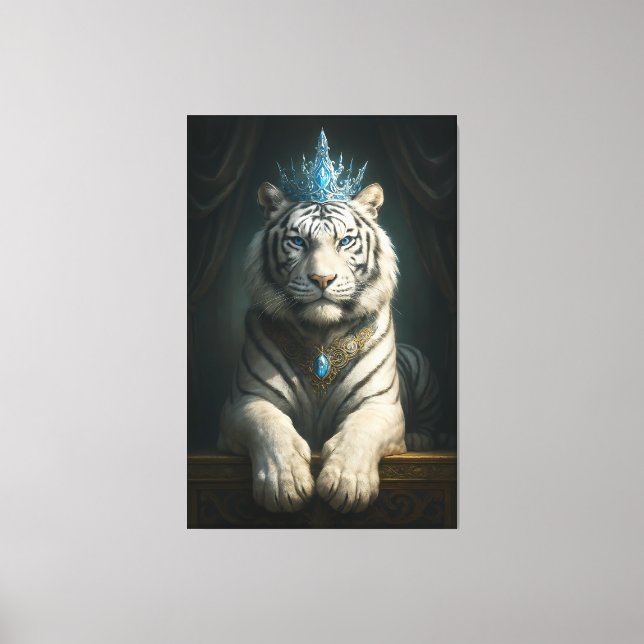 Majestic Blue Crown White Tiger · Fine Art Canvas  (Framsida)