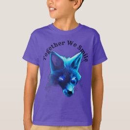 Majestic Blue Fox Cyberpunk Logotyp T Shirt