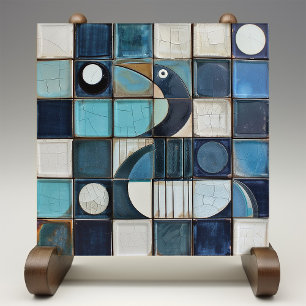 Majestic Blue Heron Mosaic Faux Relief Kakelplatta
