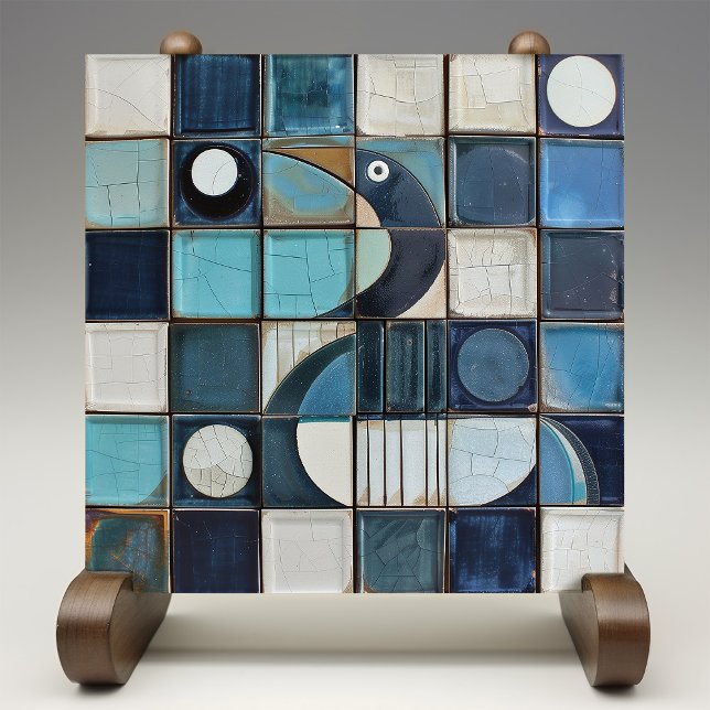 Majestic Blue Heron Mosaic Faux Relief Kakelplatta (Skapare uppladdad)