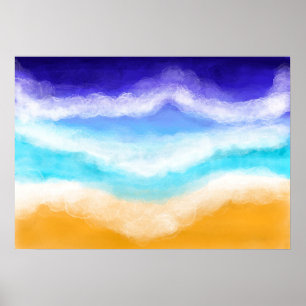 Majestic Blue och Teal Vinkarare på Sandy Shore Poster