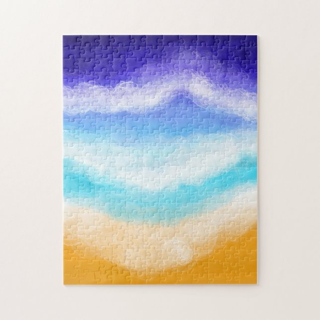 Majestic Blue och Teal Vinkarare på Sandy Shore Pussel (Vertikal)