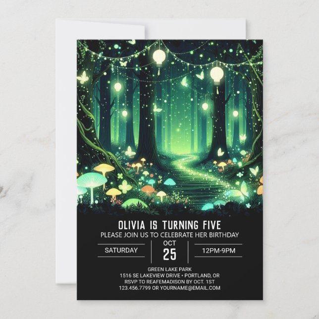 Majestic Boho Woodland Digital Birthday Inbjudningar (Framsida)