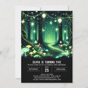 Majestic Boho Woodland Digital Birthday Inbjudningar