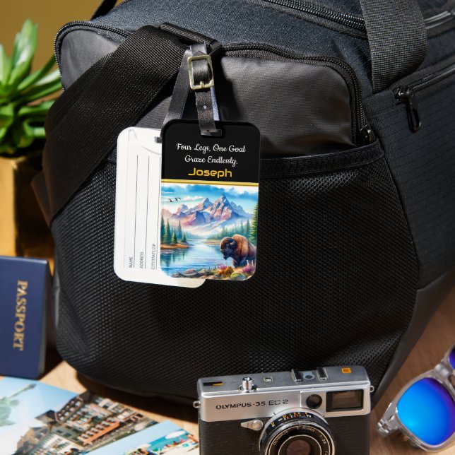 Majestic Buffalo nära Serenberget Bagagebricka (Framsida & Baksida)