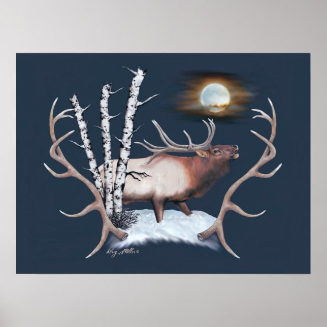 Majestic Bull Elk Bugling i måndags Poster (Framsidan)