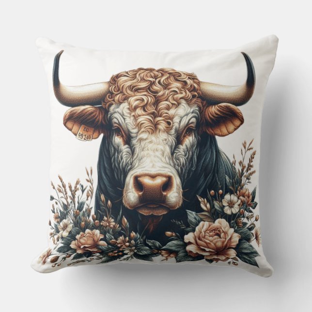 Majestic Bull i Bloom Kudde (Framsida)