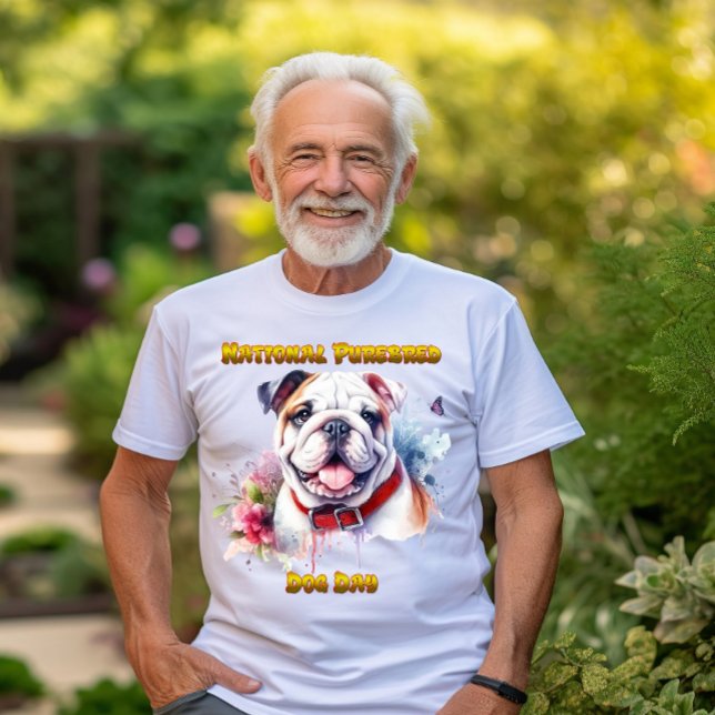 Majestic Bulldog Hund med rödkronor T Shirt (Skapare uppladdad)