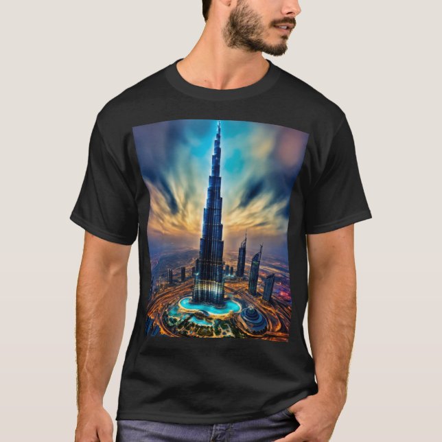 Majestic Burj Khalifa - Light Färg T-Shirt Design (Framsida)
