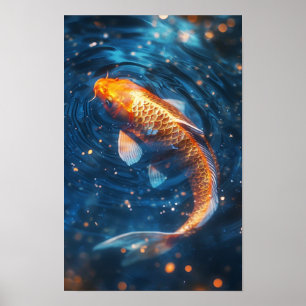 Majestic Carp Scales - Blue and Guld Radiance Post Poster