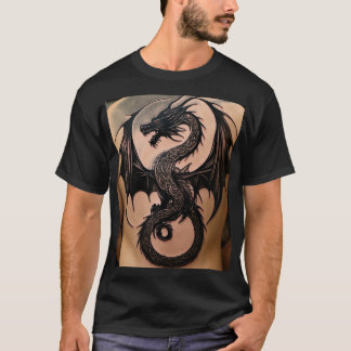Majestic Celtic Dragon: Black Minimalist Tattoo T Shirt