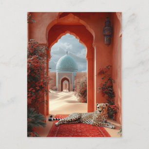 Majestic Cheetah i en marockansk Desert Palace Vykort