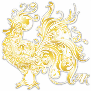 Majestic Chicken Golden Tupp Trendig Tribal Guld Klistermärken